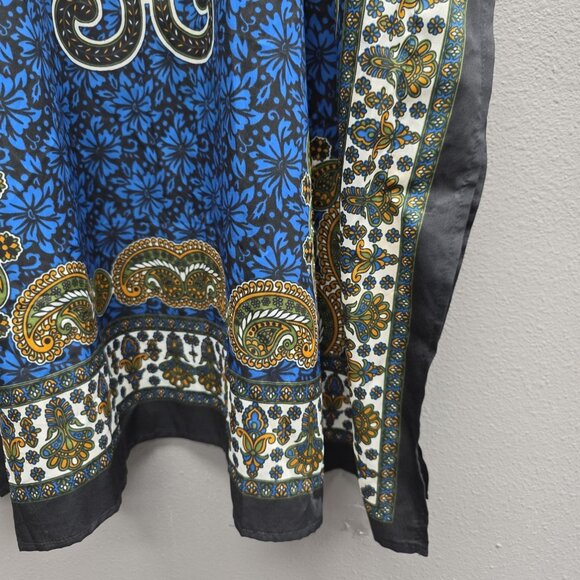 Gold Coast Kaftan Dress Womens One Size Blue Paisley Boho Tunic Kimono Cover Up - Picture 4 of 11